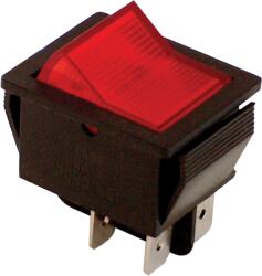 Tracon Készülékkapcsoló, BE-KI, 2-pólus, piros, világító raszter, 16(6)A, 250V AC (TES-41) (TES-41)
