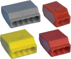 Tracon Csavar nélküli vezetékösszekötő, sárga, 4×(0, 75-2, 5mm2) 450VAC, max. 16A (TRC254) (TRC254)