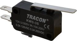 TRACON Helyzetkapcsoló, mikro, rugószáras, 1xCO 10A/230VAC, 0, 3A/250VDC, 28mm, 4, 8x0, 5 mm, IP00 (KW3-35) (KW3-35)