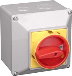 TRACON Tokozott főkapcsoló, lakatolható, BE-KI, 400V, 50Hz, 32A, 4P, 11kW, 64x64mm, IP44 (TKFL-32T) (32T)