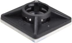 TRACON Öntapadós/csavarozható, 4oldalt fűzhető kötegelő talp, fekete, 19×19mm, d=5mm, PA6.6, 3M (TALP201) (TALP201)