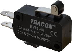 TRACON Helyzetkapcsoló, mikro, karos-görgős, 1×CO 10A/230VAC, 0, 3A/250VDC, 15mm, 4, 8x0, 5 mm, IP00 (KW3-45) (KW3-45)