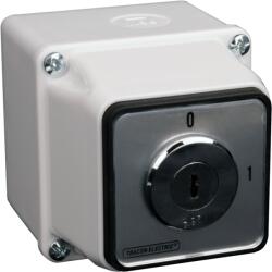 TRACON Tokozott főkapcsoló, kulcsos, BE-KI (Kulcs 0-áll. kivehető), 400V, 50Hz, 20A, 4P, 5, 5kW, 48×48mm, IP65 (TKFK-20T65) (20T65)