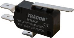 TRACON Helyzetkapcsoló, mikro, rugószáras, 1xCO 10A/230VAC, 0, 3A/250VDC, 28mm, 6, 3x0, 8 mm, IP00 (KW3-31) (KW3-31)
