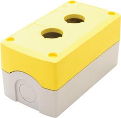 Tracon Összeállított tokozat nyomógombokhoz, sárga, 2-es, d=22, 5, IP65, 2×PG-13, 5 (NYGD-2YE) (2YE)