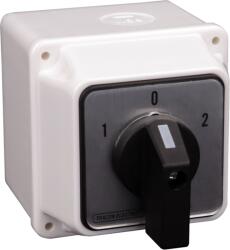 TRACON Tokozott választókapcsoló, 1-0-2, 400V, 50Hz, 32A, 2×3P, 11kW, 64×64mm, 60°, IP44 (TKV-326/3T) (TKV-326/3T)