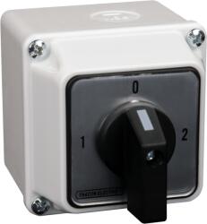 TRACON Tokozott választókapcsoló, 1-0-2, 400V, 50Hz, 20A, 2x3P, 5, 5kW, 48x48mm, 90°, IP65 (TKV-209/3T65) (TKV-209/3T65)