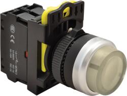Tracon Világító nyomógomb, kiálló, fehér, 1×NO, 5A/230V AC-15, IP65, LED 230V AC/DC (NYG3-HLW) (NYG3-HLW)
