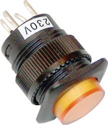 Tracon Mini jelzőlámpás nyomókapcsoló sárga, 1×NO, 12V AC/DC (MNK-012Y) (MNK-012Y)