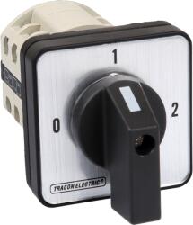 TRACON Választókapcsoló, 0-1-2, 400V, 50Hz, 160A, 2x3P, 37kW, 88x88mm, 90° (TKB-169/3) (TKB-169/3)