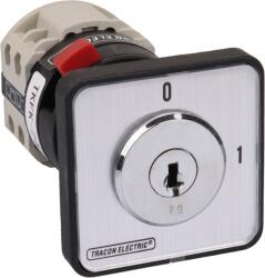 TRACON Főkapcsoló, kulcsos, BE-KI (Kulcs 0-állásban vehető ki), 400V, 50Hz, 25A, 4P, 7, 5kW, 48x48mm (TKFK-25) (25)