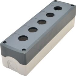 Tracon Összeállított tokozat nyomógombokhoz, szürke, 5-es, d=22, 5, IP65, 2×PG-13, 5 (NYGD-5GR) (5GR)