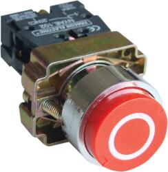 Tracon Tokozott jelölt nyomógomb, fémalapra szer. , piros, (fehér 0), 1×NC, 3A/240V AC, IP44 (NYGBA4322PT) (NYGBA4322PT)