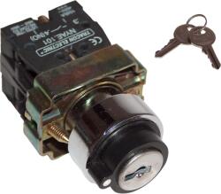 Tracon Kulcsos kapcsoló, fémalapra szerelt, bal KI, kétállású, 1×NO, 3A/230V AC, IP42 (NYBG21KK) (NYBG21KK)