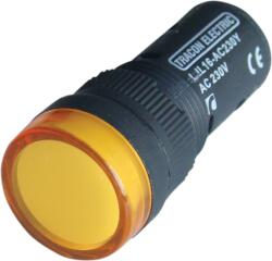 Tracon LED-es jelzőlámpa, sárga, 230V AC/DC d=16mm (LJL16-YE) (LJL16-YE)