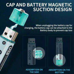  14500 1750mAh 2700mWh mikro USB HR6 1, 5V ceruza tölthető elem AA Litium-ion akkumulátor (14500-AOAE-AA-2700mWh)