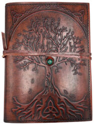 Ancient Wisdom Bőrkötésű kézműves notesz - ÉLETFA díszkővel - 18x13 cm - 160 vonalas oldal (LBN-60)