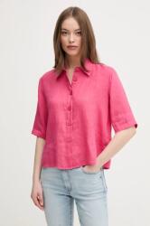 Benetton len ing galléros, barna, regular - rózsaszín L - answear - 18 990 Ft