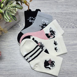 Aura Via BÉBI lány zokni cica mintás 5 pár/cs CSÚSZÁSGÁTLÓS 21-23 90946