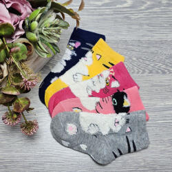 Aura Via BÉBI lány zokni cica mintás 5 pár/cs CSÚSZÁSGÁTLÓS 0-12 hó 90955