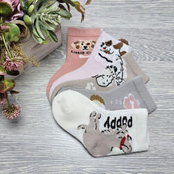 Aura Via BÉBI lány zokni kutya mintás 5 pár/cs CSÚSZÁSGÁTLÓS 15-17 90951