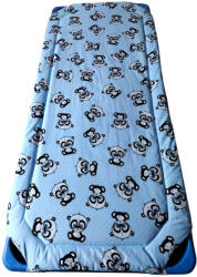  Töltött gumifüles lepedő óvodai fektetőre - Kék Pöttyös Panda mintával - 55x130 cm