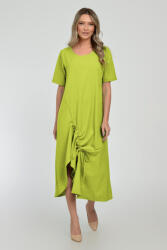 Pierino Rochie lunga A-line din in mercerizat cu siret la poale, verde lime S/M