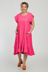 Pierino Rochie midi A-line din in mercerizat cu buzunare si volan, fucsia TU