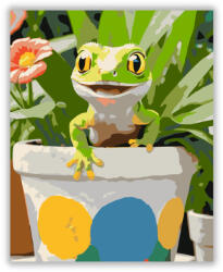  Mosolygó Gekkó Virágcserépben - számfestő készlet