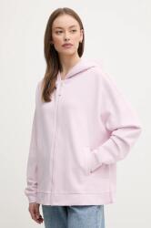 Benetton pamut melegítőfelső rózsaszín, női, sima, kapucnis, 3UNID500R - rózsaszín M