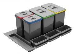 GTV Set Cos gunoi MULTINO 800 2x15L+2x7L plus tavite, incorporabil, plastic, antracit (PB-91644100B5V-A-9892) Cos de gunoi