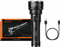 SUPERFIRE Zseblámpa Superfire R3 P90 - 2000 lm, USB, 36W, 5 mód, 350 m (R3 P90) - blacktip