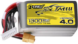 Tattu R-Line Version 4.0 1300mAh 29.6V 130C 8S1P Lipo akkumulátor csomag XT60 dugóval (TAA13008S13X6)