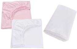 Confort Family Set 2 cearsafuri patut 120x60 cm, bumbac 100% alb roz+ Protectie impermeabila (CFAM7950-9814)