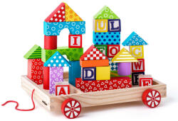 Woodyland Jucarie din lemn - Caruciori cu cuburi, litere si stampile (35 piese) (90913) - delphionline