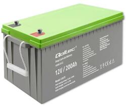 Qoltec Mélyciklusú Gél Akkumulátor | 12V | 200Ah | 62, 5kg | Karbantartásmentes | Professzionális | Hosszú Élettartam | Napelem, Szünetmentes Tápegység, Lakóautó (53079)