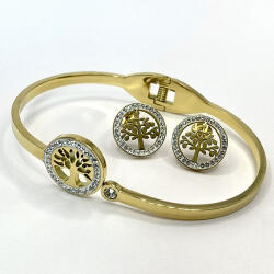  Életfa fülbevaló-karkötő szett, arany színben (550504)