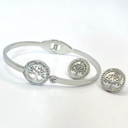  Életfa fülbevaló-karkötő szett, ezüst színben (550503)