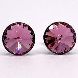  Kristály fülbevaló rose színű rivoli 8 mm (100125)