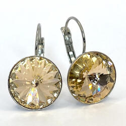  Kristály fülbevaló light peach (halvány barack) színű, kapcsos rivoli 14 mm (101902)