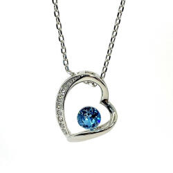  Szív, aquamarine színű kristállyal, nyaklánc (800050)