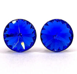  Kristály fülbevaló sapphire színű rivoli 8 mm (100124)