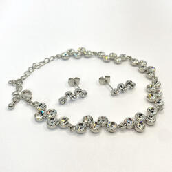  Kristályfüzér fülbevaló-karkötő szett, crystal színű kristályokkal (550500)