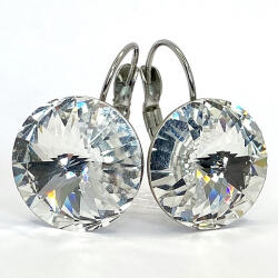  Kristály fülbevaló crystal színű, kapcsos rivoli 14 mm (100900)