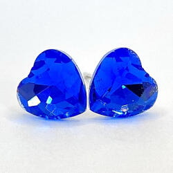  Kristály fülbevaló sapphire színű, szív 8 mm (100800)