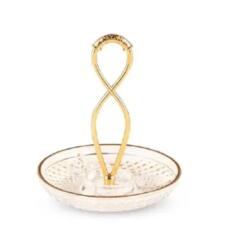 Osena Platou Rotund Osena Sticla Cu 3 Compartimente Deco Art Diametru 20Cm Maner Rasucit Auriu (506-K-18) Tava