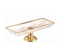 Osena Platou Dreptunghiular Osena Sticla Cu 3 Compartimente Deco Art Dimensiuni 40 x 15Cm Sticla Auriu (428-K-B-18) Tava