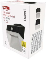 EMOS ZG151S, LED SOLAR lámpatest LUNIS PIR, 200lm IP65 természetes fehér (ZG151S)