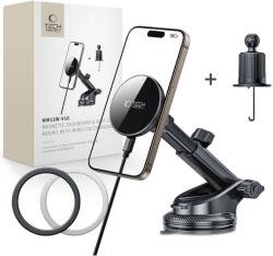 Tech-Protect Mm15w-v10 Mágneses Magsafe Műszerfalra és Szellőzőre Erősíthető Vezeték Nélküli Autós Töltő 15W Fekete