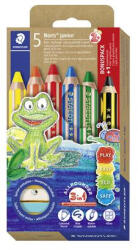 STAEDTLER Színes ceruza készlet, grafitceruzával, hegyezővel, jumbo, STAEDTLER Noris® junior 140, 5+1 szín (TS140C6P1) (140 C6P1)